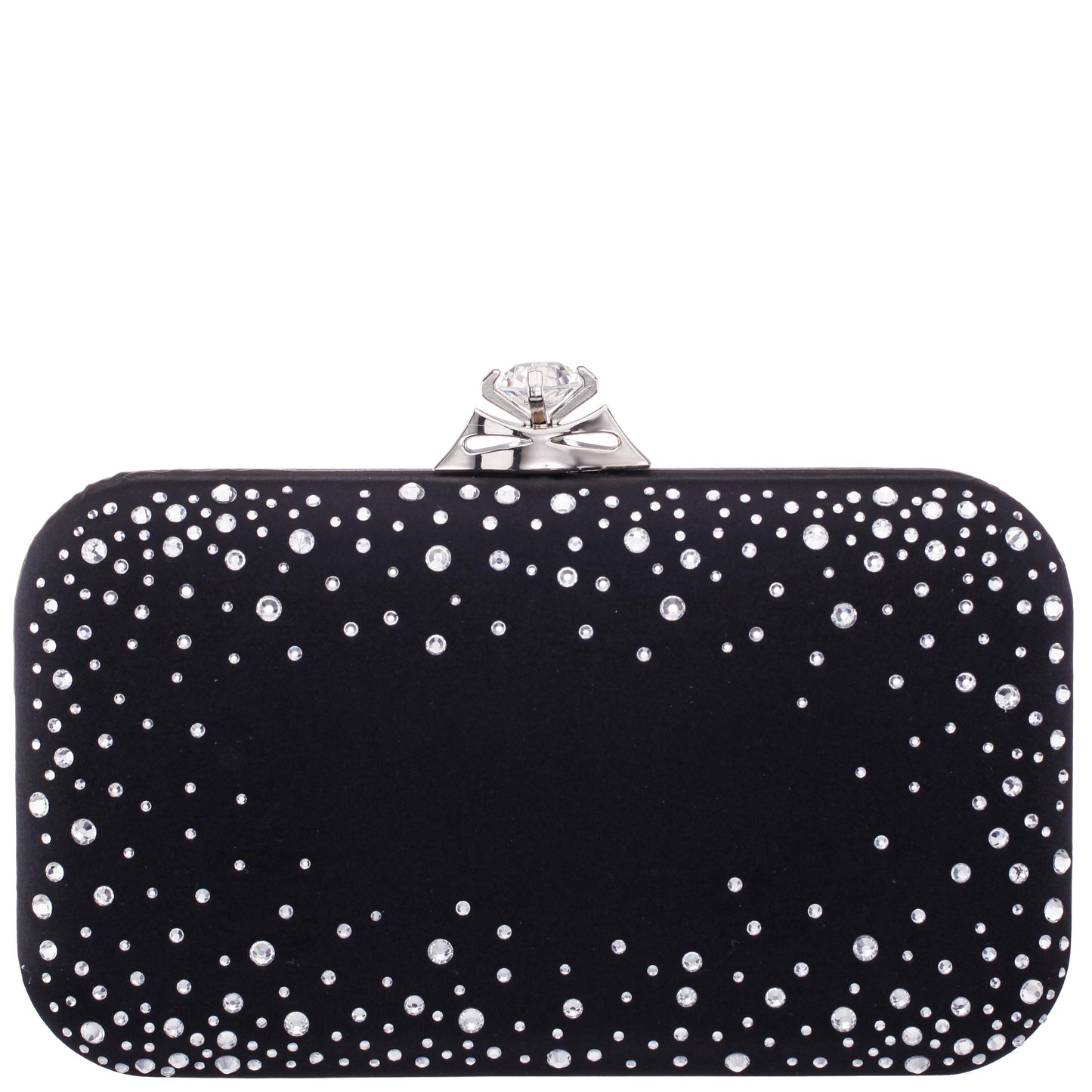 Lindsay Black Satin / Glass Crystal Minaudiere | Nina Shoes