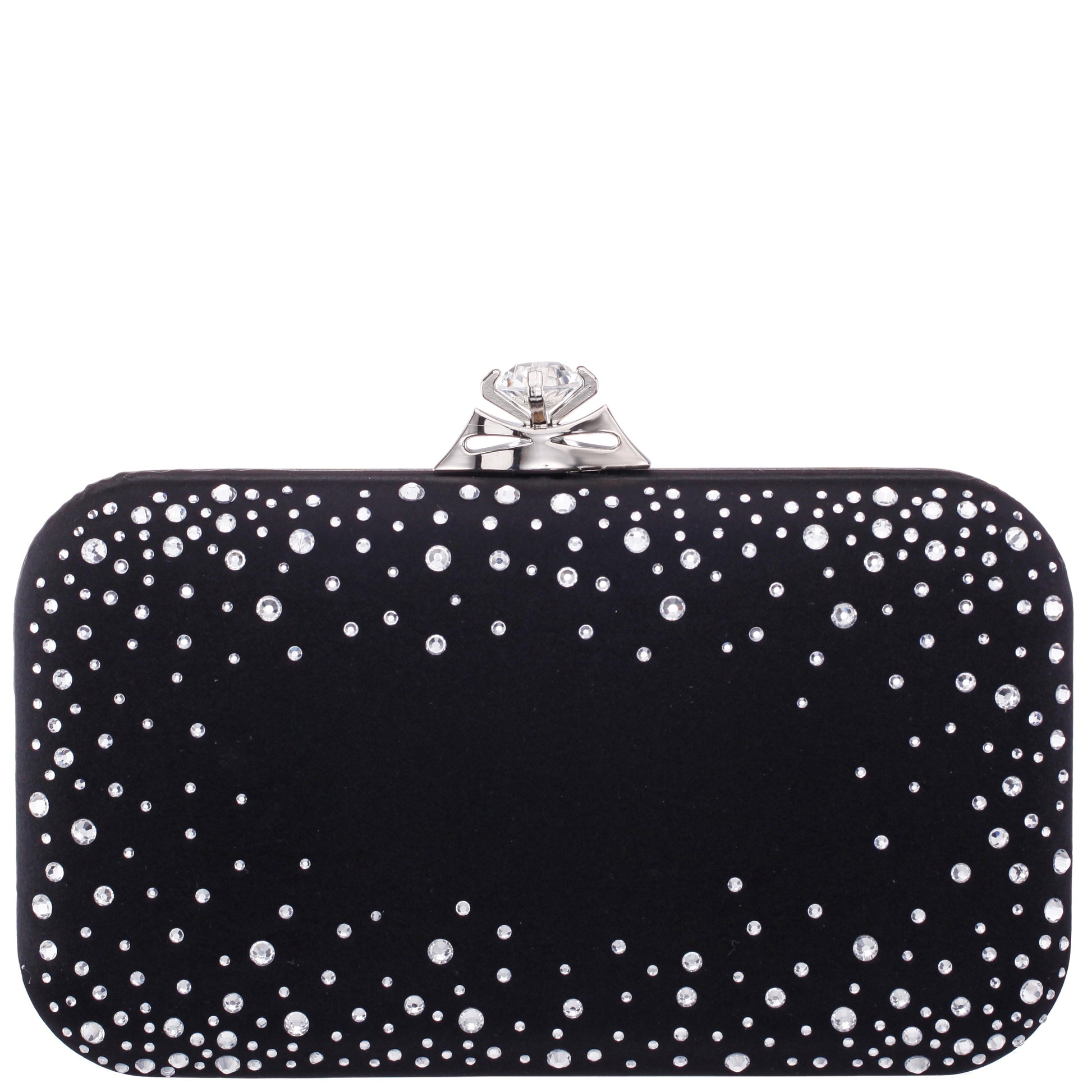 Lindsay Black Satin / Glass Crystal Minaudiere | Nina Shoes