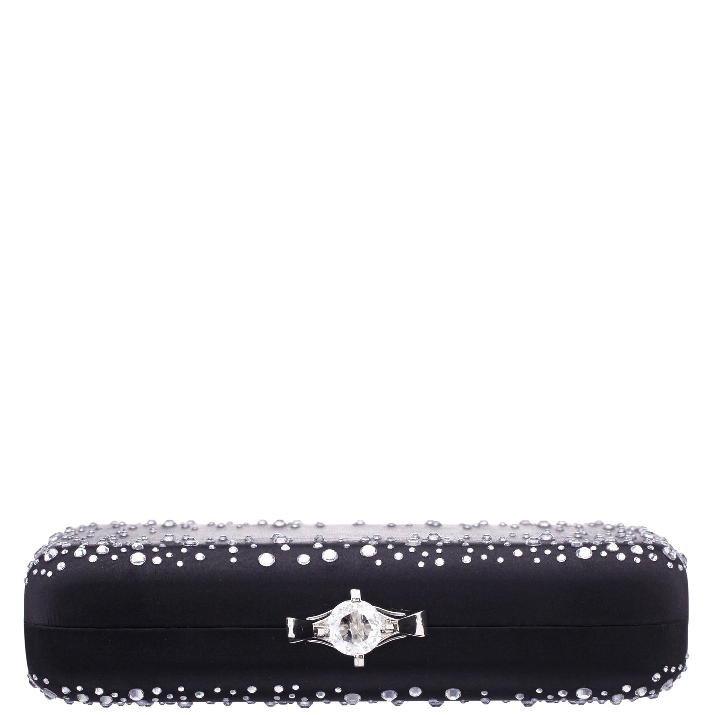 Lindsay Black Satin / Glass Crystal Minaudiere | Nina Shoes
