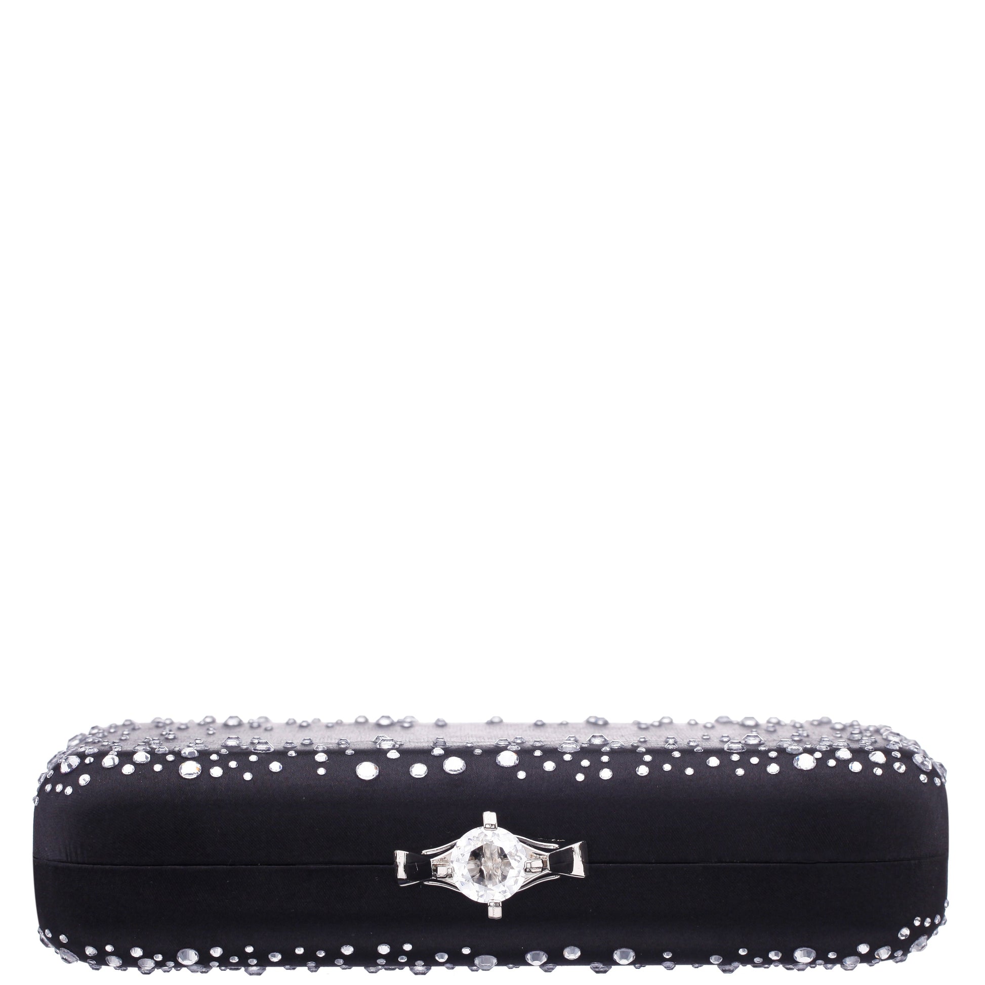 Lindsay Black Satin / Glass Crystal Minaudiere | Nina Shoes