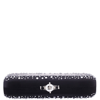 Lindsay Black Satin / Glass Crystal Minaudiere | Nina Shoes