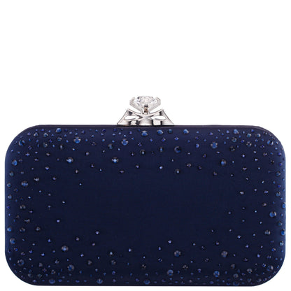 Lindsay Blue Satin / Glass Crystal Minaudiere | Nina Shoes