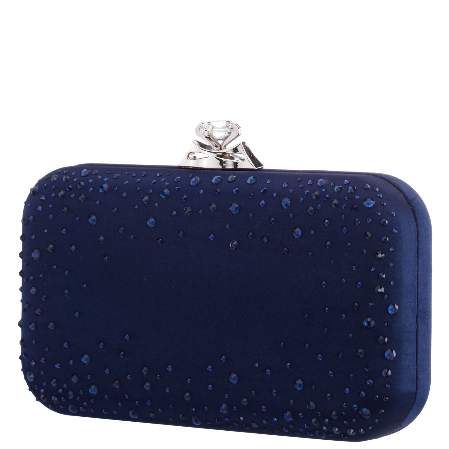 Lindsay Blue Satin / Glass Crystal Minaudiere | Nina Shoes