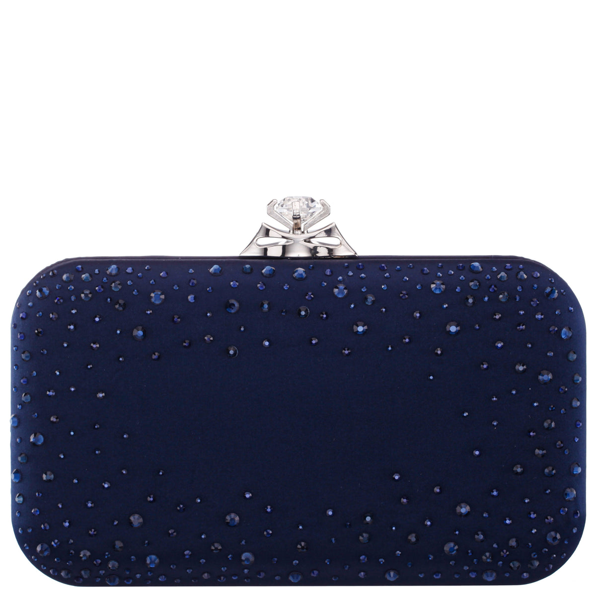 Lindsay Blue Satin / Glass Crystal Minaudiere | Nina Shoes
