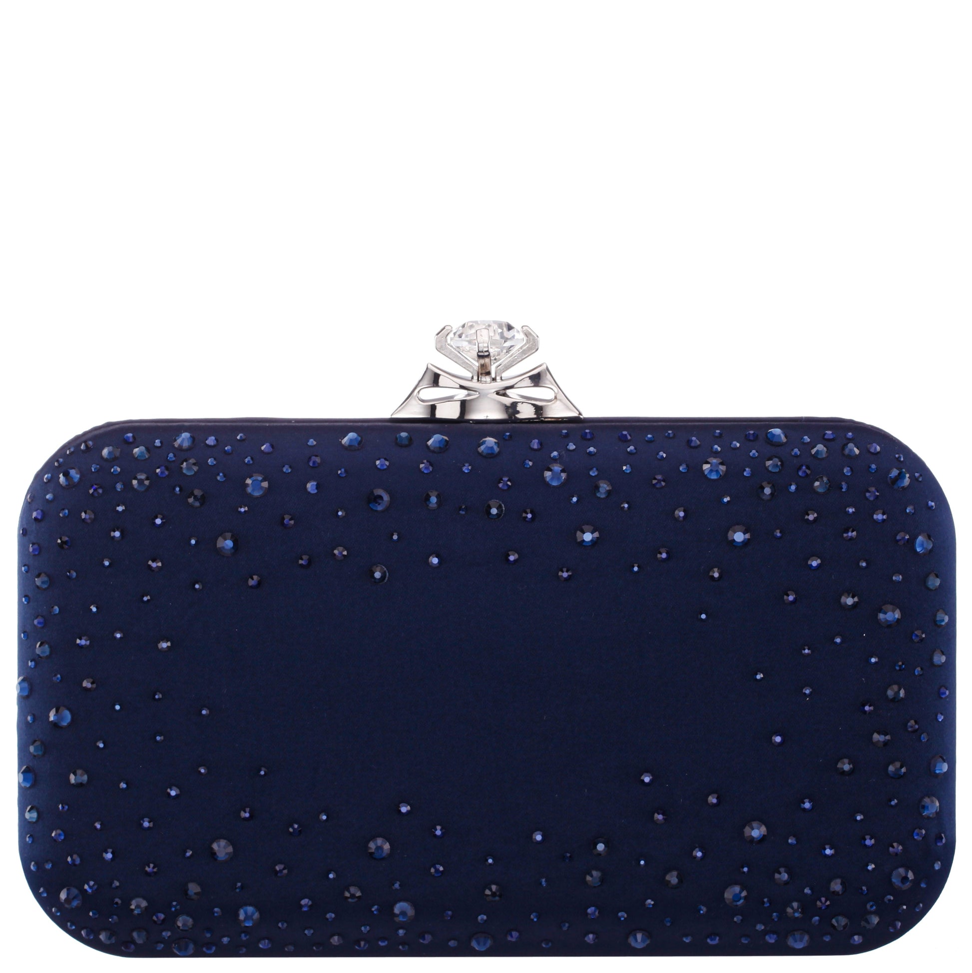 Lindsay Blue Satin / Glass Crystal Minaudiere | Nina Shoes