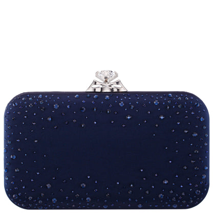 Lindsay Blue Satin / Glass Crystal Minaudiere | Nina Shoes