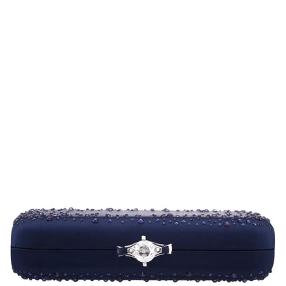 Lindsay Blue Satin / Glass Crystal Minaudiere | Nina Shoes