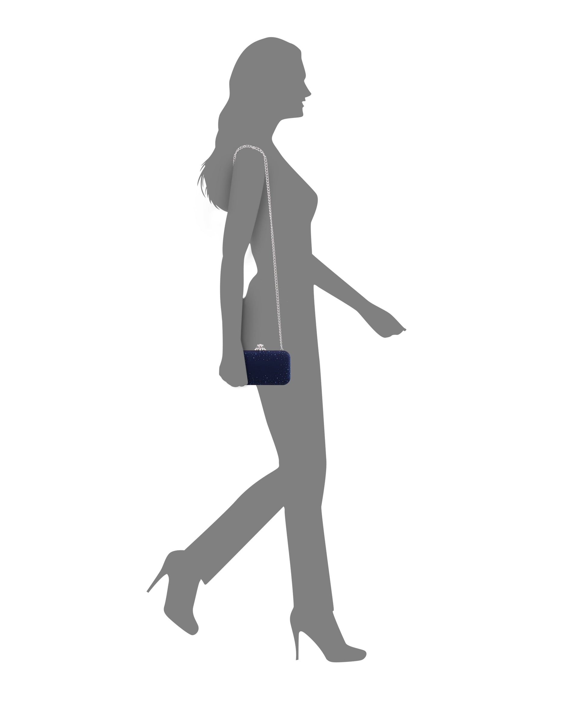 Lindsay Blue Satin / Glass Crystal Minaudiere | Nina Shoes