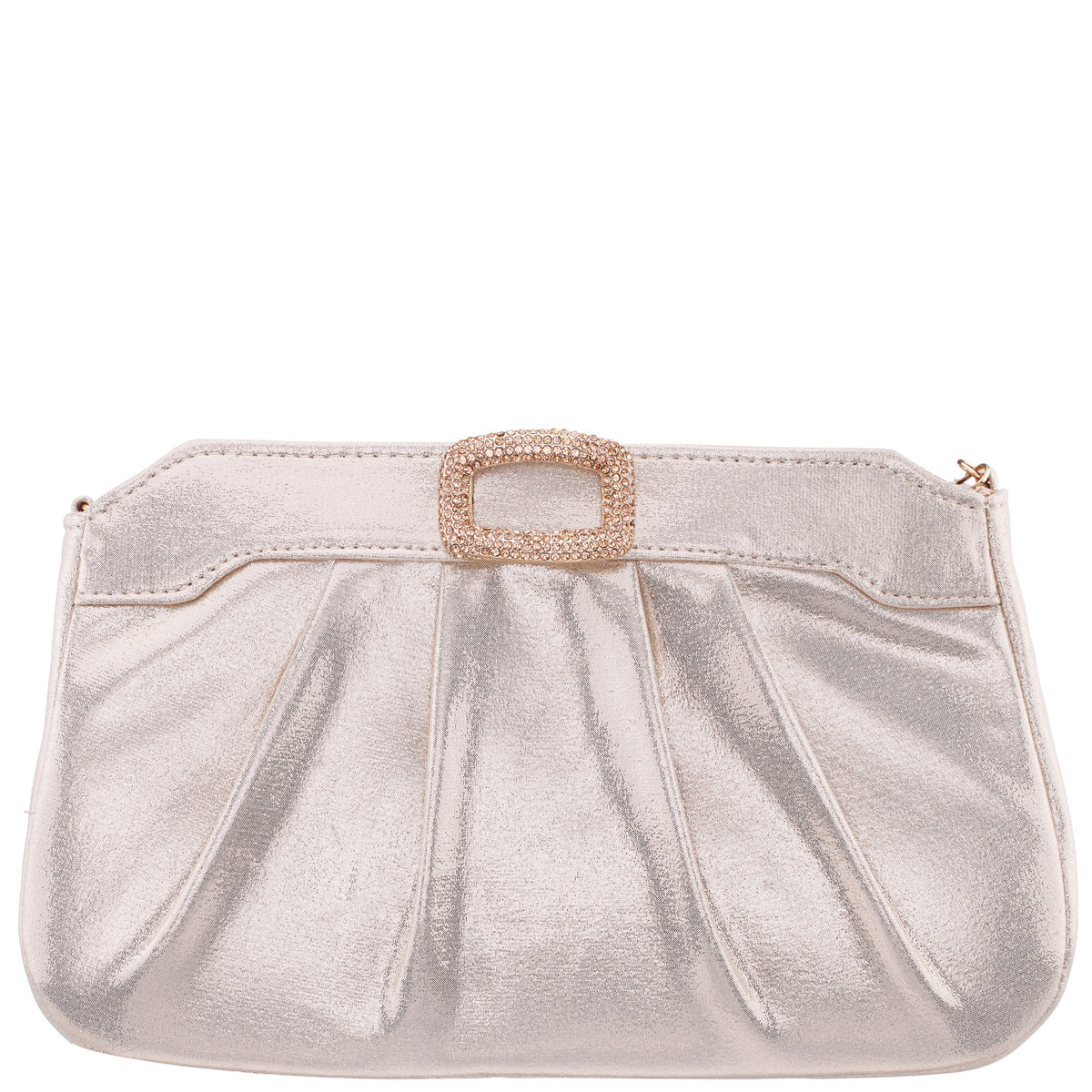 Amy Platino Reflective Suedette Clutch | Nina Shoes