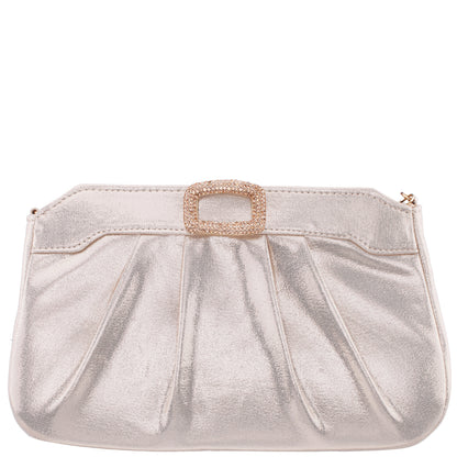 Amy Platino Reflective Suedette Clutch | Nina Shoes