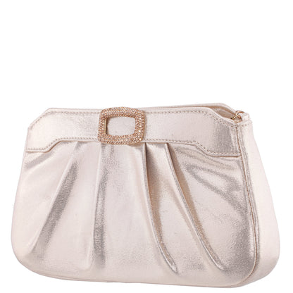 Amy Platino Reflective Suedette Clutch | Nina Shoes