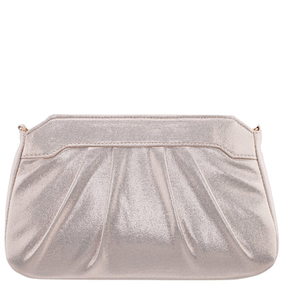 Amy Platino Reflective Suedette Clutch | Nina Shoes