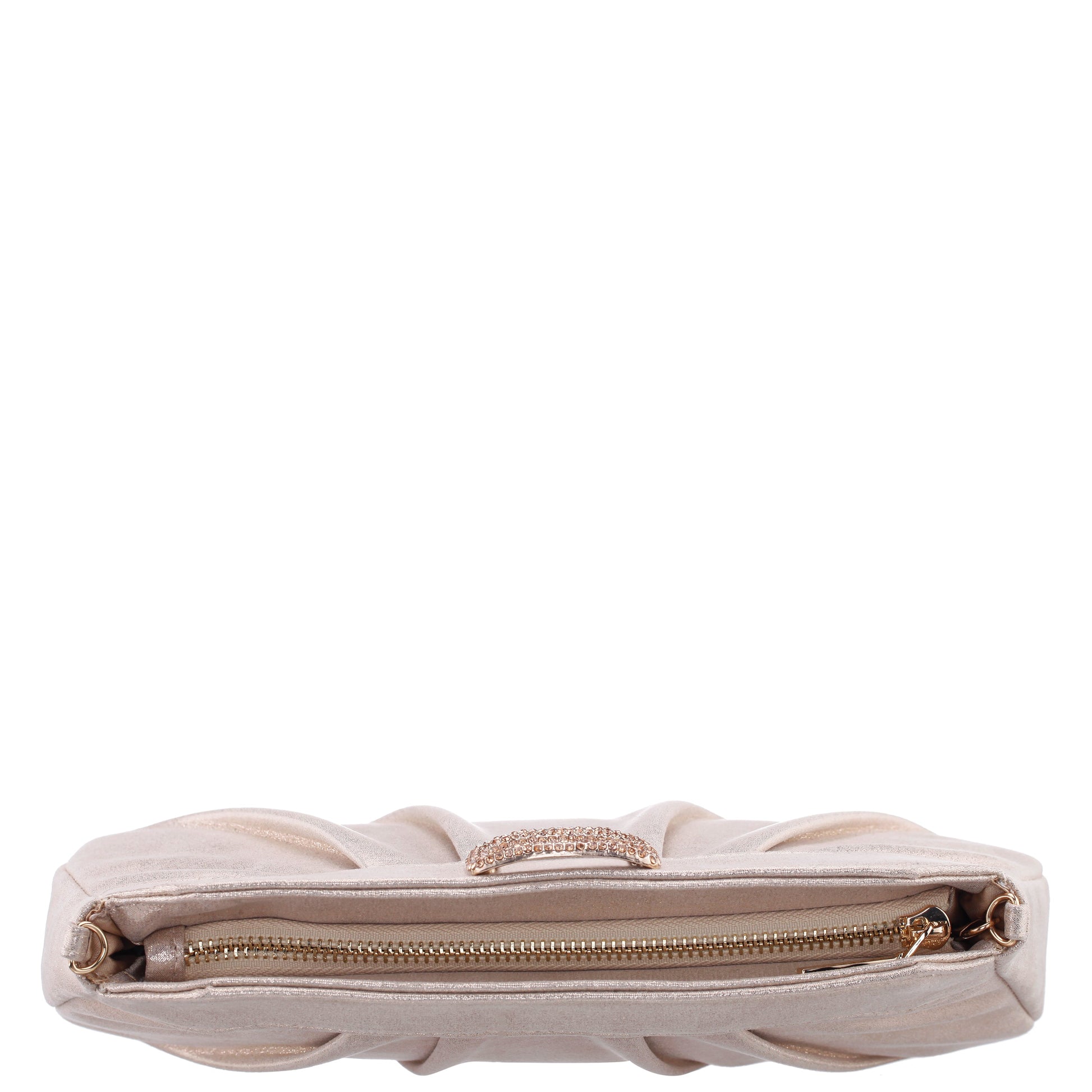 Amy Platino Reflective Suedette Clutch | Nina Shoes