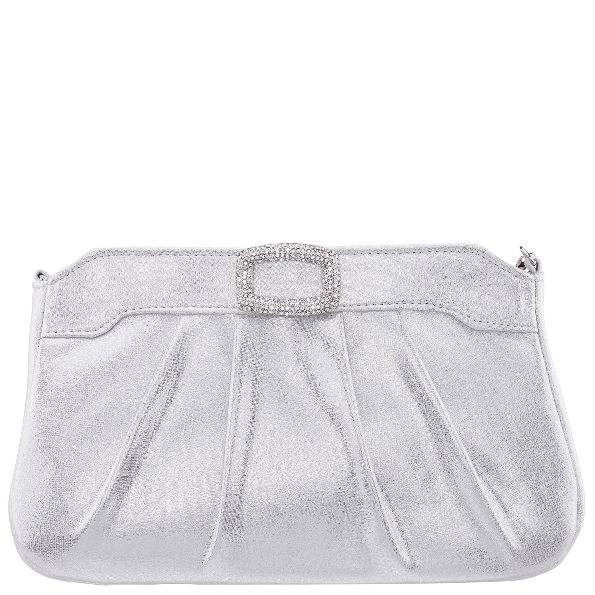 Amy True Silver Reflective Suedette Clutch | Nina Shoes