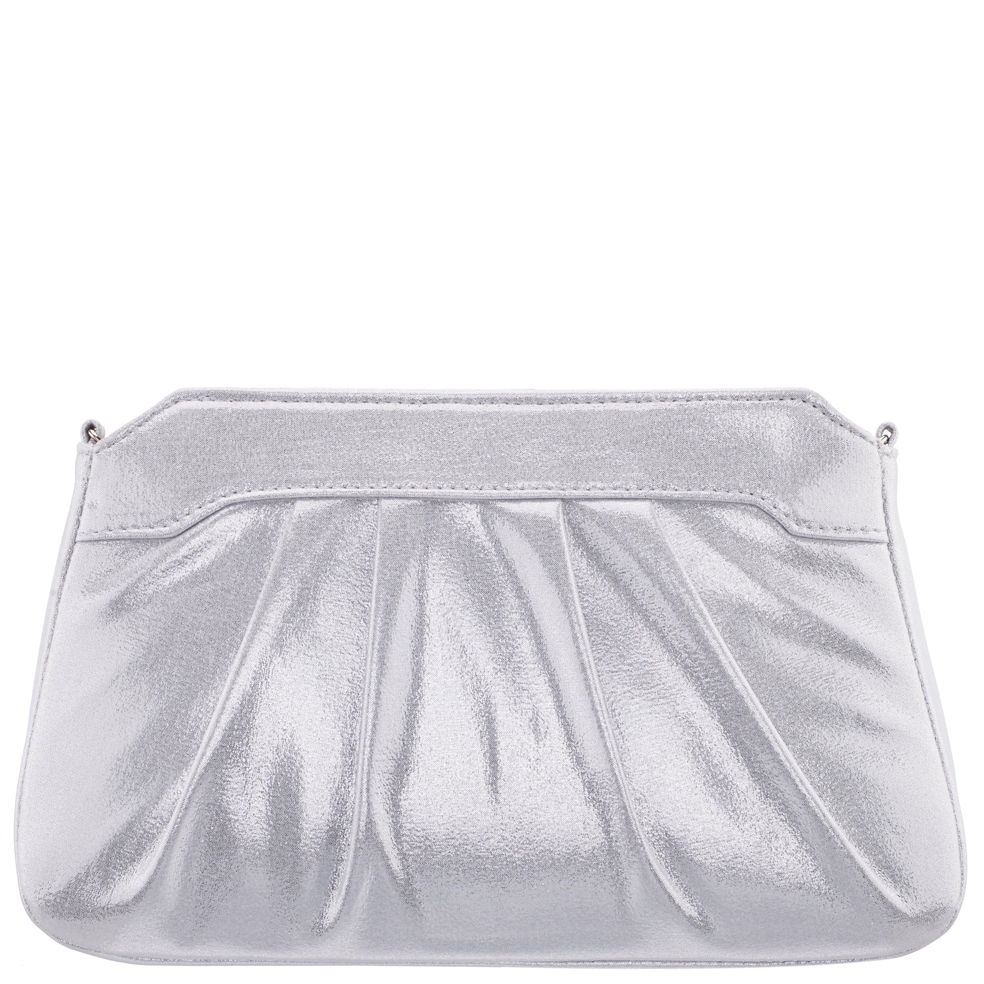 Amy True Silver Reflective Suedette Clutch | Nina Shoes