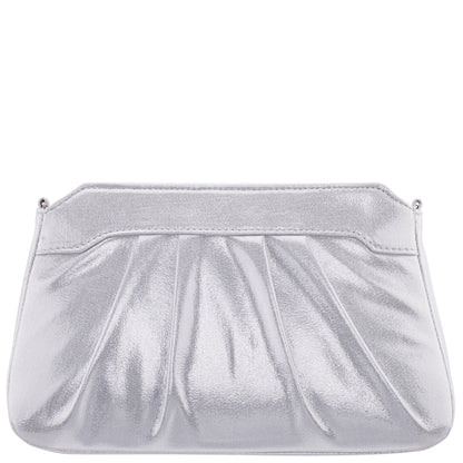 Amy True Silver Reflective Suedette Clutch | Nina Shoes