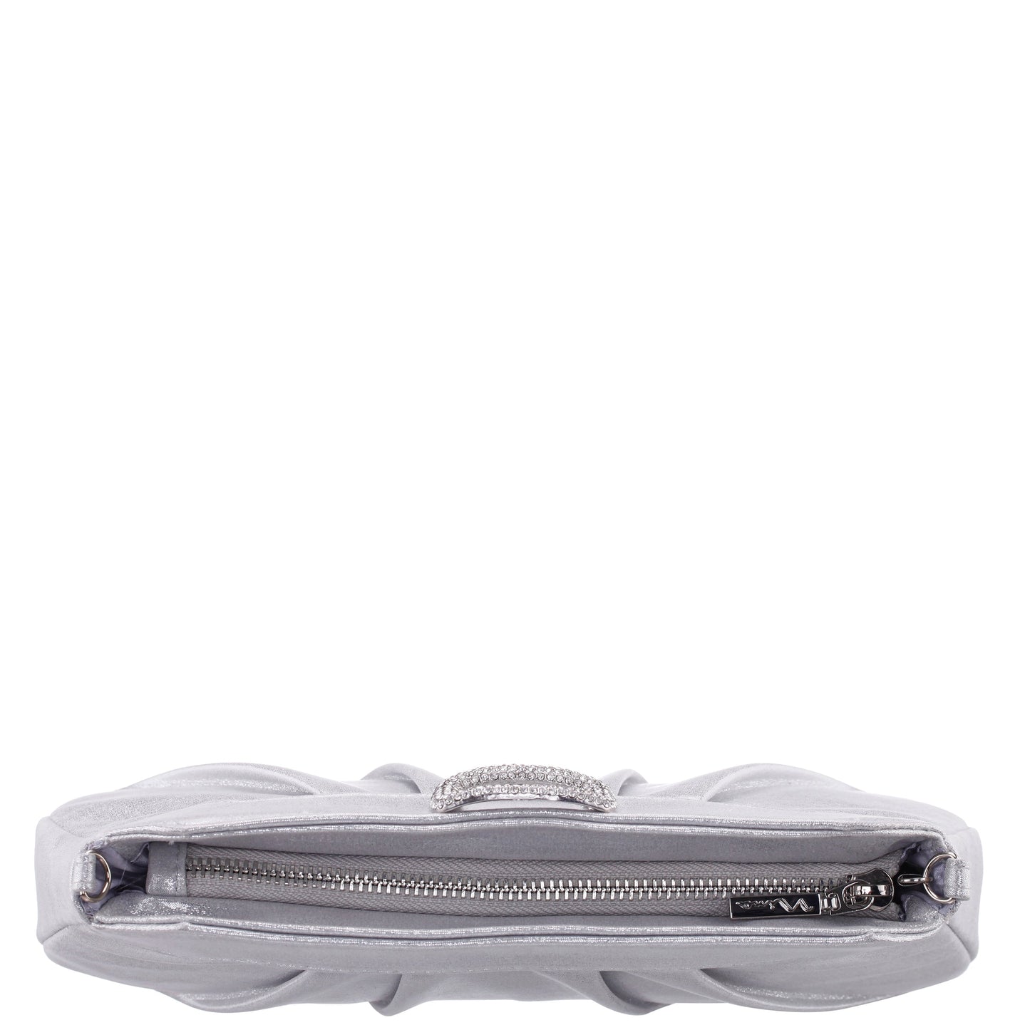 Amy True Silver Reflective Suedette Clutch | Nina Shoes