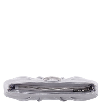 Amy True Silver Reflective Suedette Clutch | Nina Shoes