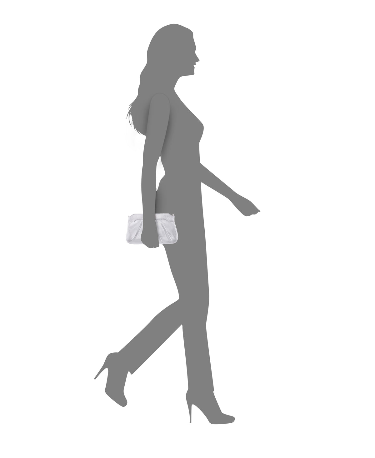 Amy True Silver Reflective Suedette Clutch | Nina Shoes