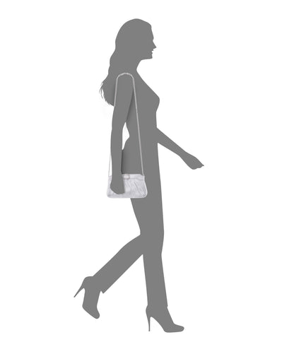 Amy True Silver Reflective Suedette Clutch | Nina Shoes