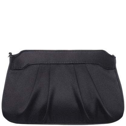 Amy Black Satin / Glass Crystal Clutch | Nina Shoes