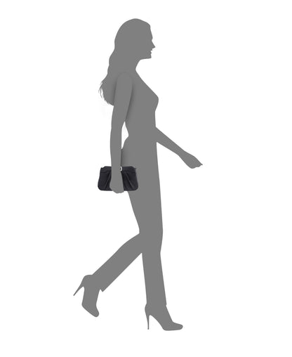 Amy Black Satin / Glass Crystal Clutch | Nina Shoes