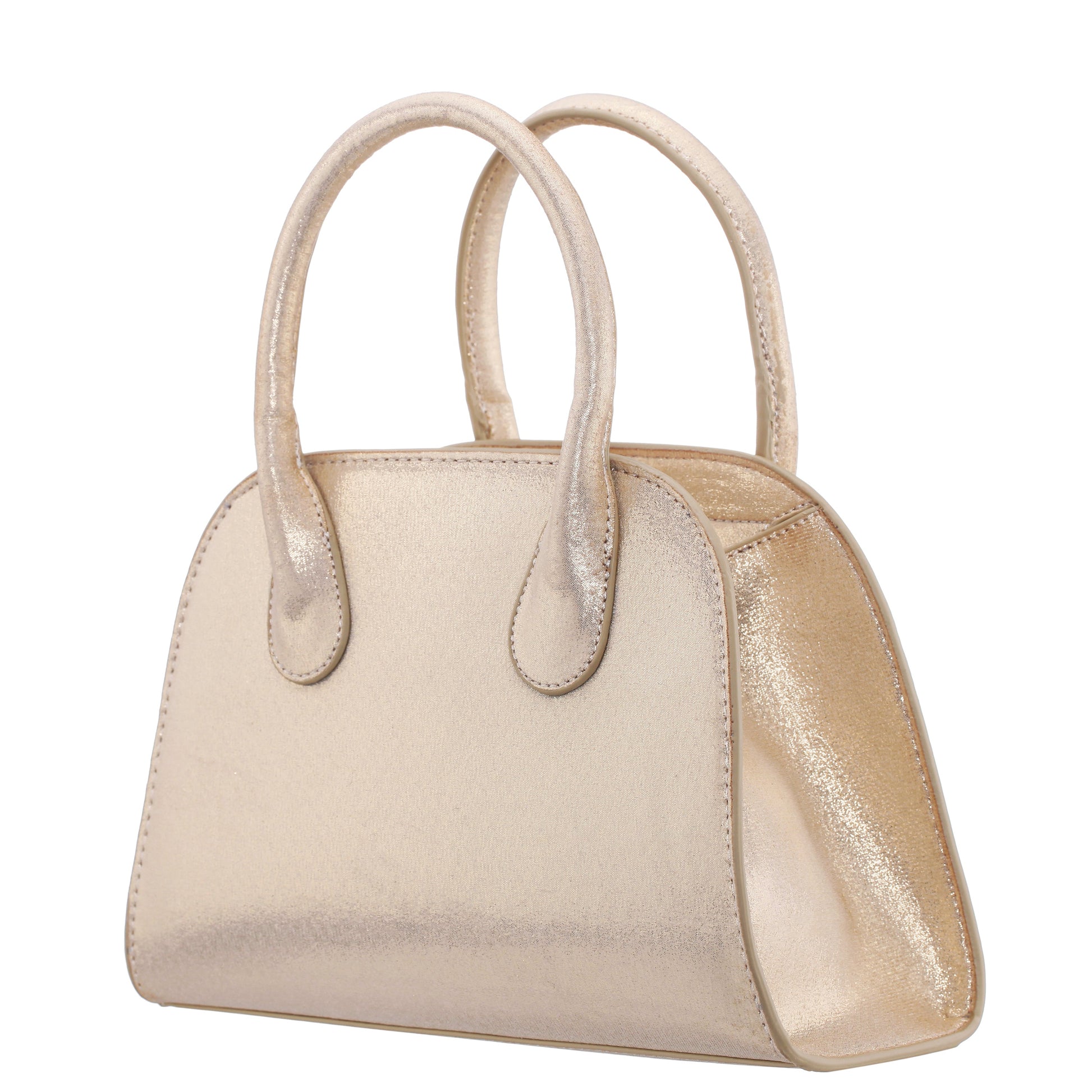 Ainsley Gold Reflective Suedette Handle Bag | Nina Shoes