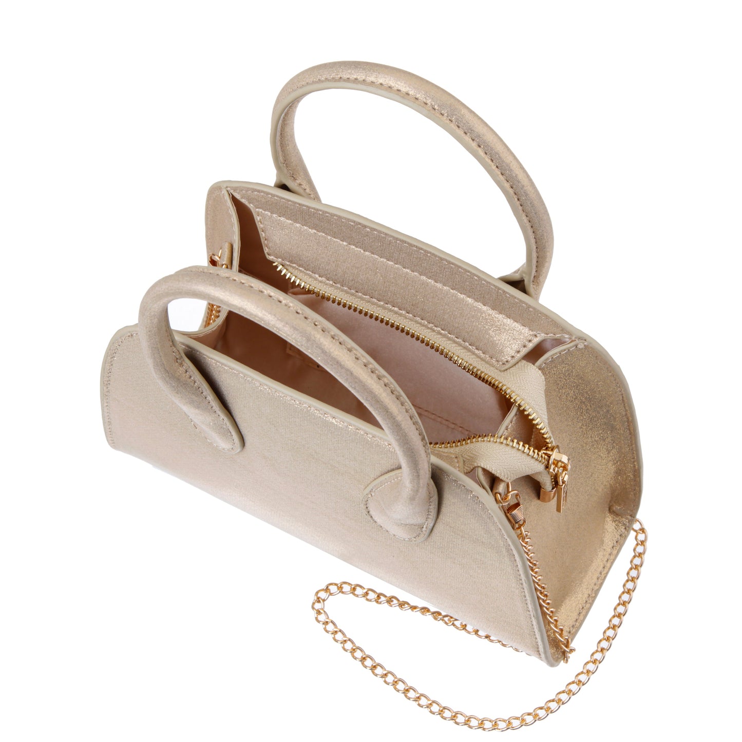 Ainsley Gold Reflective Suedette Handle Bag | Nina Shoes