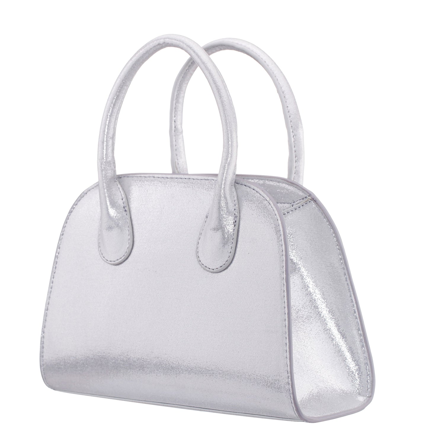 Ainsley True Silver Reflective Suedette Handle Bag | Nina Shoes