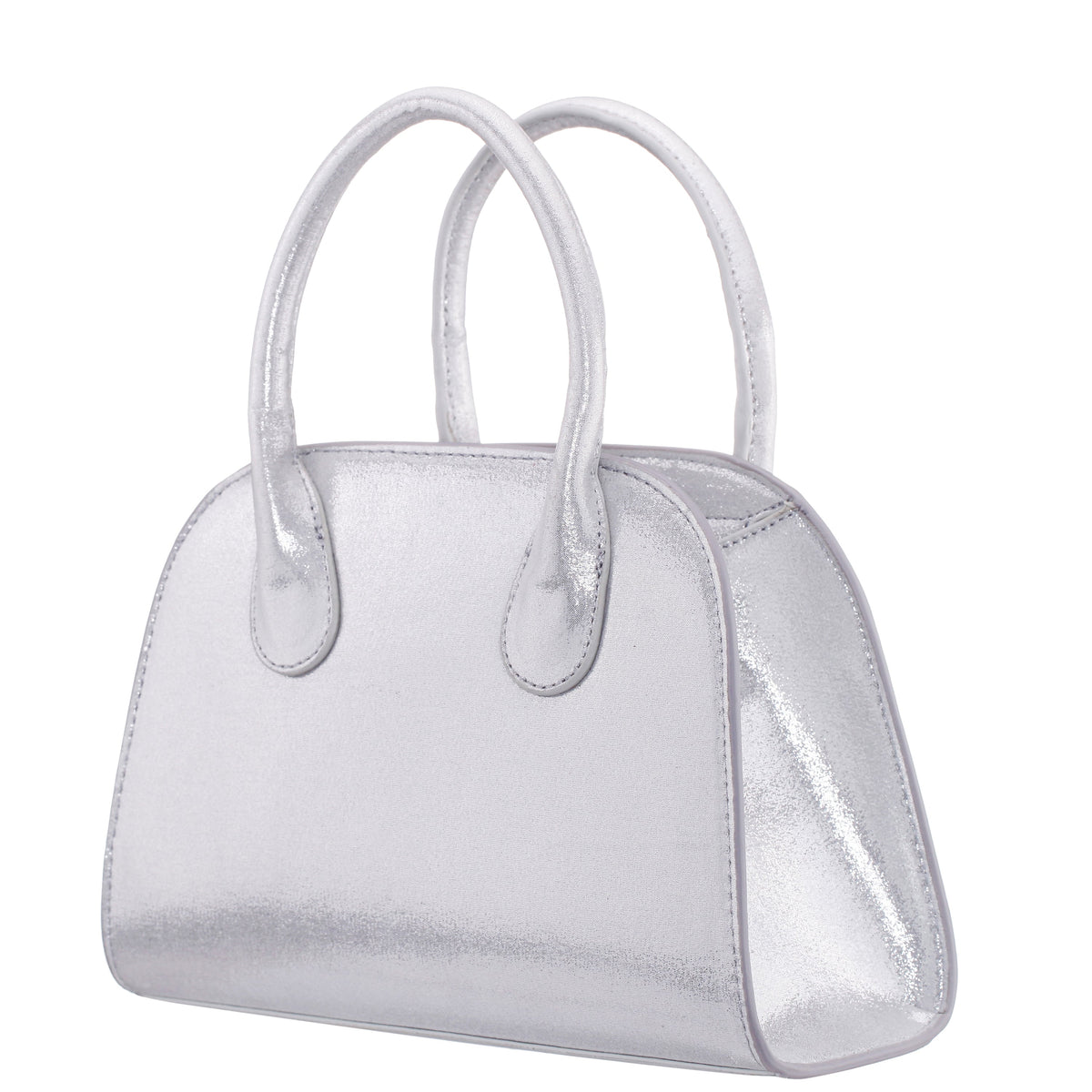 Ainsley True Silver Reflective Suedette Handle Bag | Nina Shoes