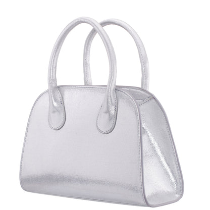 Ainsley True Silver Reflective Suedette Handle Bag | Nina Shoes