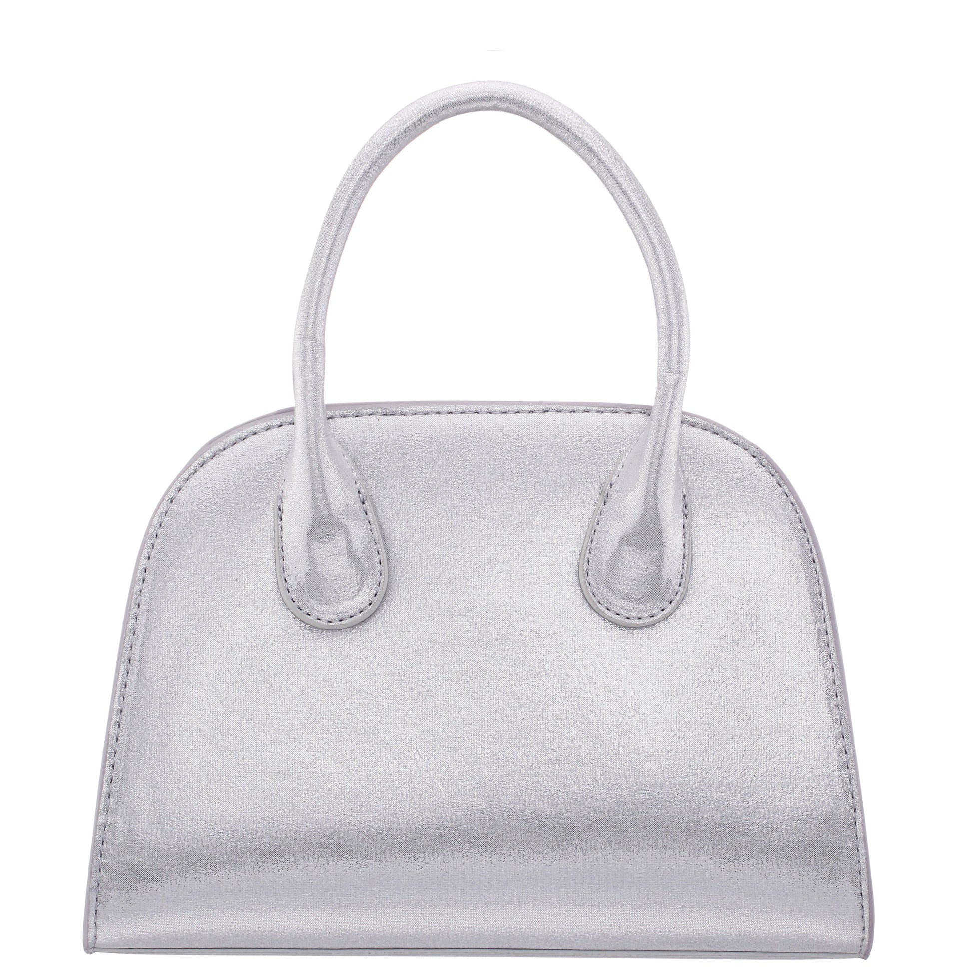 Ainsley True Silver Reflective Suedette Handle Bag | Nina Shoes
