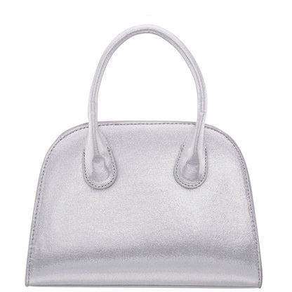 Ainsley True Silver Reflective Suedette Handle Bag | Nina Shoes