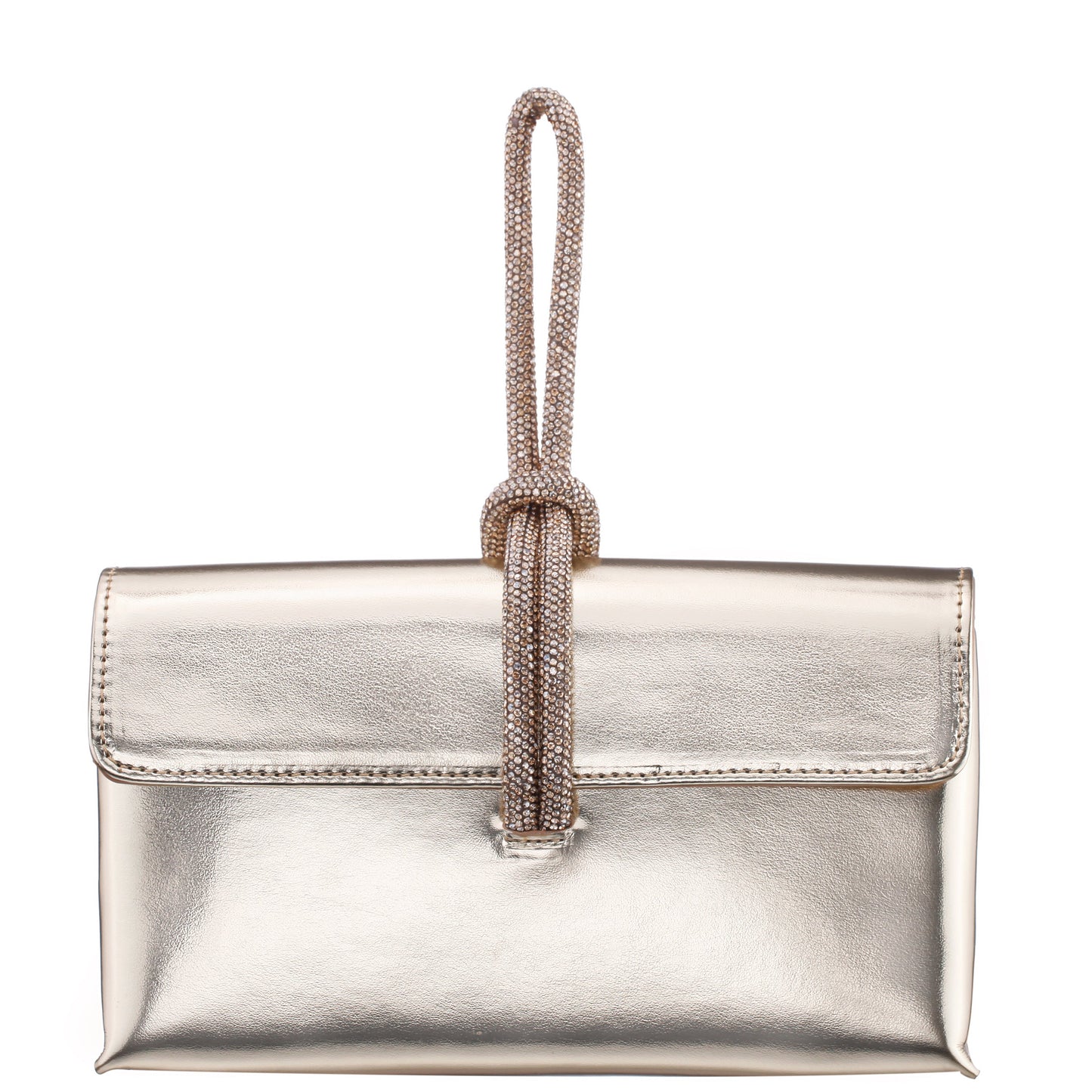Kaylee Platino Luna Foil PU / Glass Crystal Handle Bag | Nina Shoes