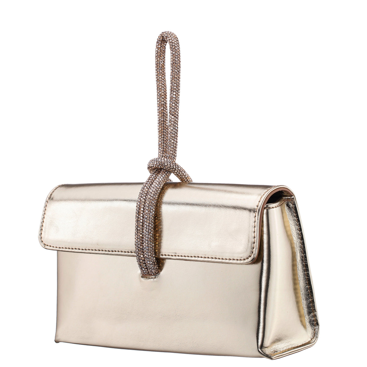 Kaylee Platino Luna Foil PU / Glass Crystal Handle Bag | Nina Shoes