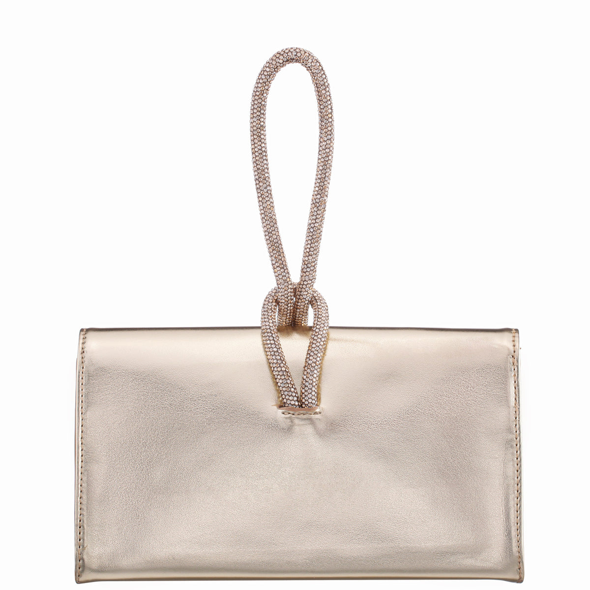 Kaylee Platino Luna Foil PU / Glass Crystal Handle Bag | Nina Shoes