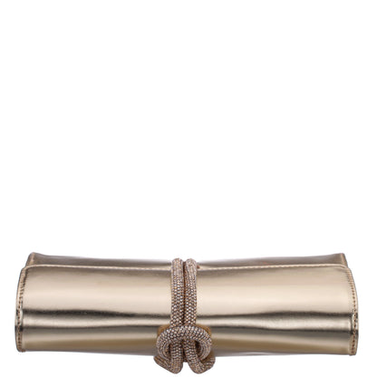 Kaylee Platino Luna Foil PU / Glass Crystal Handle Bag | Nina Shoes