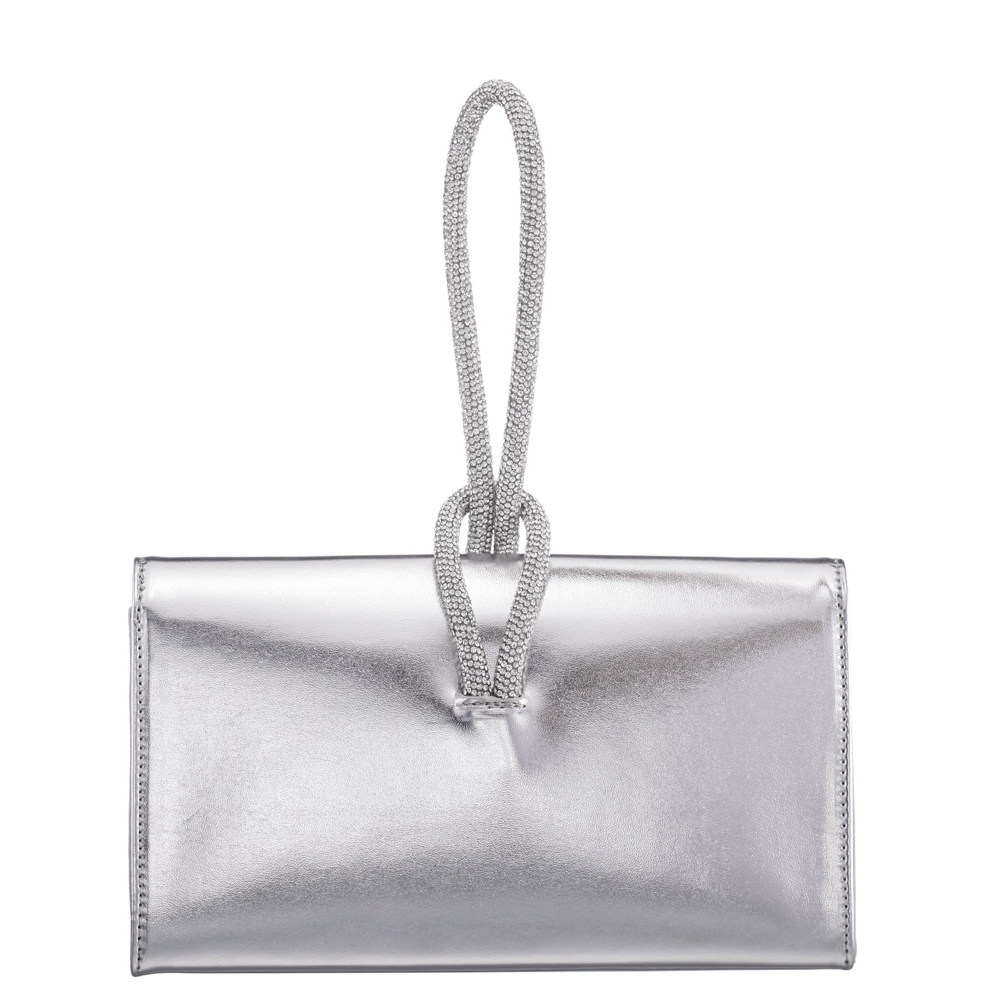 Kaylee Silver Luna Foil PU / Glass Crystal Handle Bag | Nina Shoes
