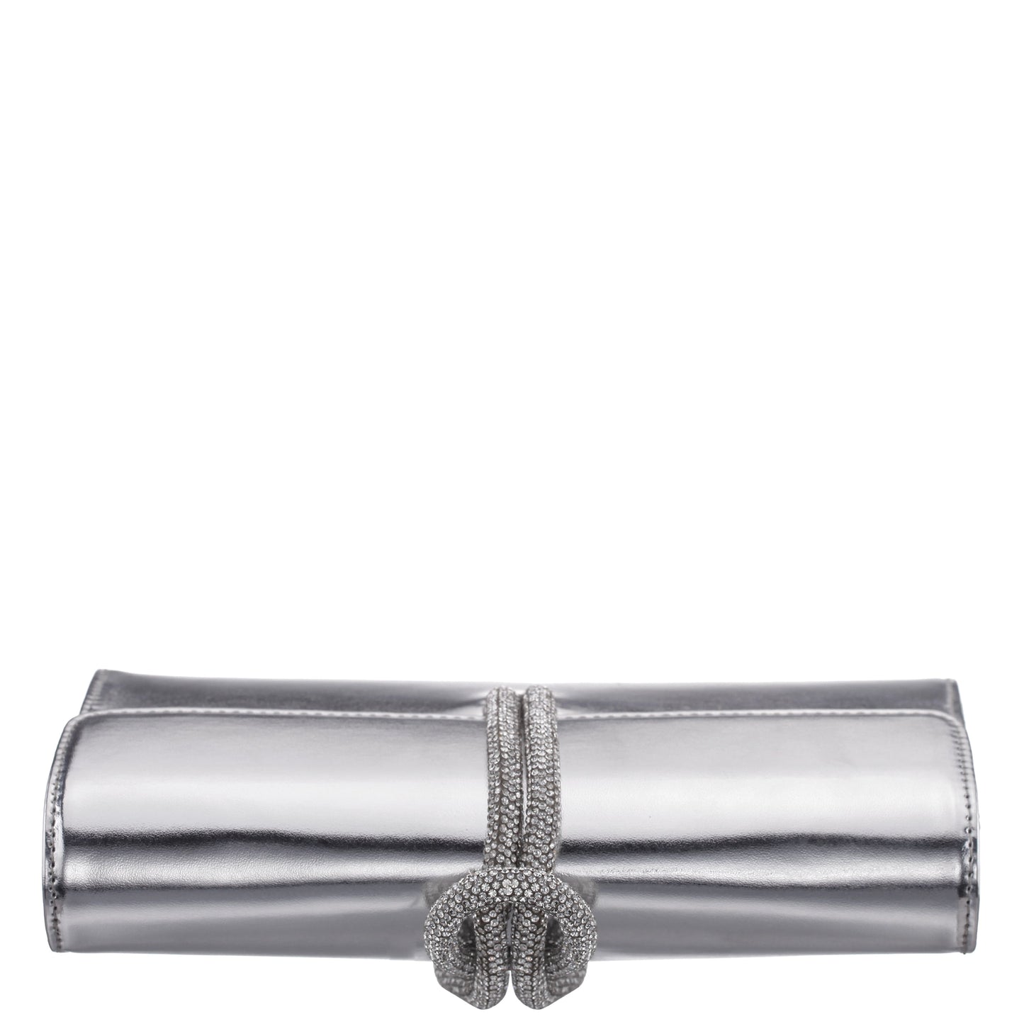 Kaylee Silver Luna Foil PU / Glass Crystal Handle Bag | Nina Shoes