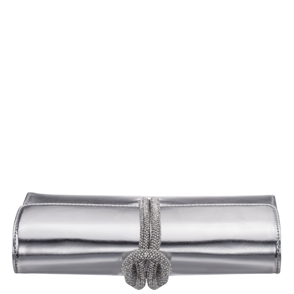 Kaylee Silver Luna Foil PU / Glass Crystal Handle Bag | Nina Shoes