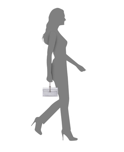 Kaylee Silver Luna Foil PU / Glass Crystal Handle Bag | Nina Shoes