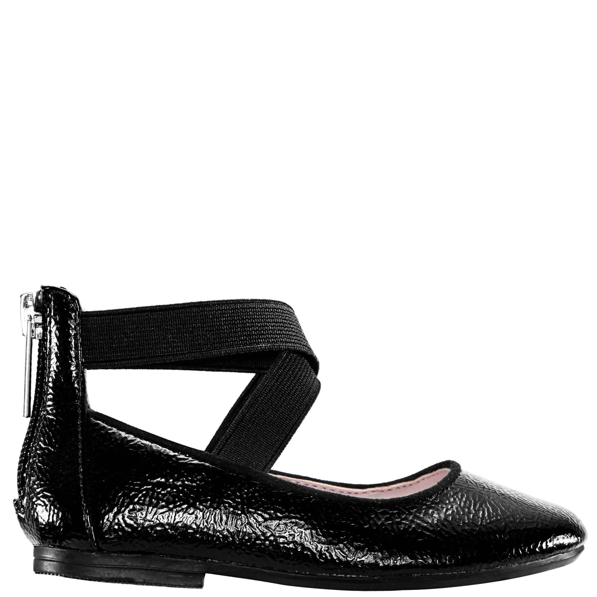 Girls Marissa Black Zip Back Ballet Flats | Nina Shoes