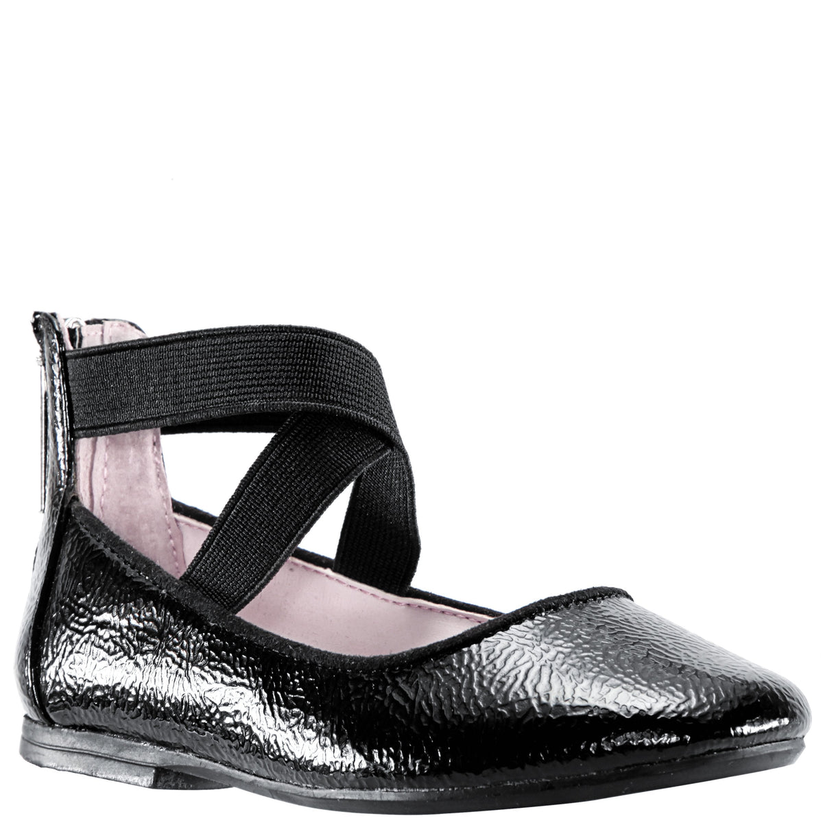 Girls Marissa Black Zip Back Ballet Flats | Nina Shoes