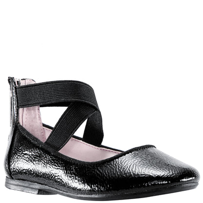 Girls Marissa Black Zip Back Ballet Flats | Nina Shoes