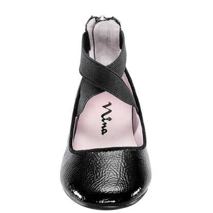 Girls Marissa Black Zip Back Ballet Flats | Nina Shoes