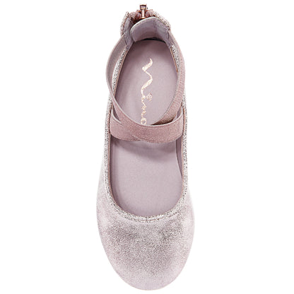 Girls Marissa Rose Gold Distressed zip back ballet flats | Nina Shoes