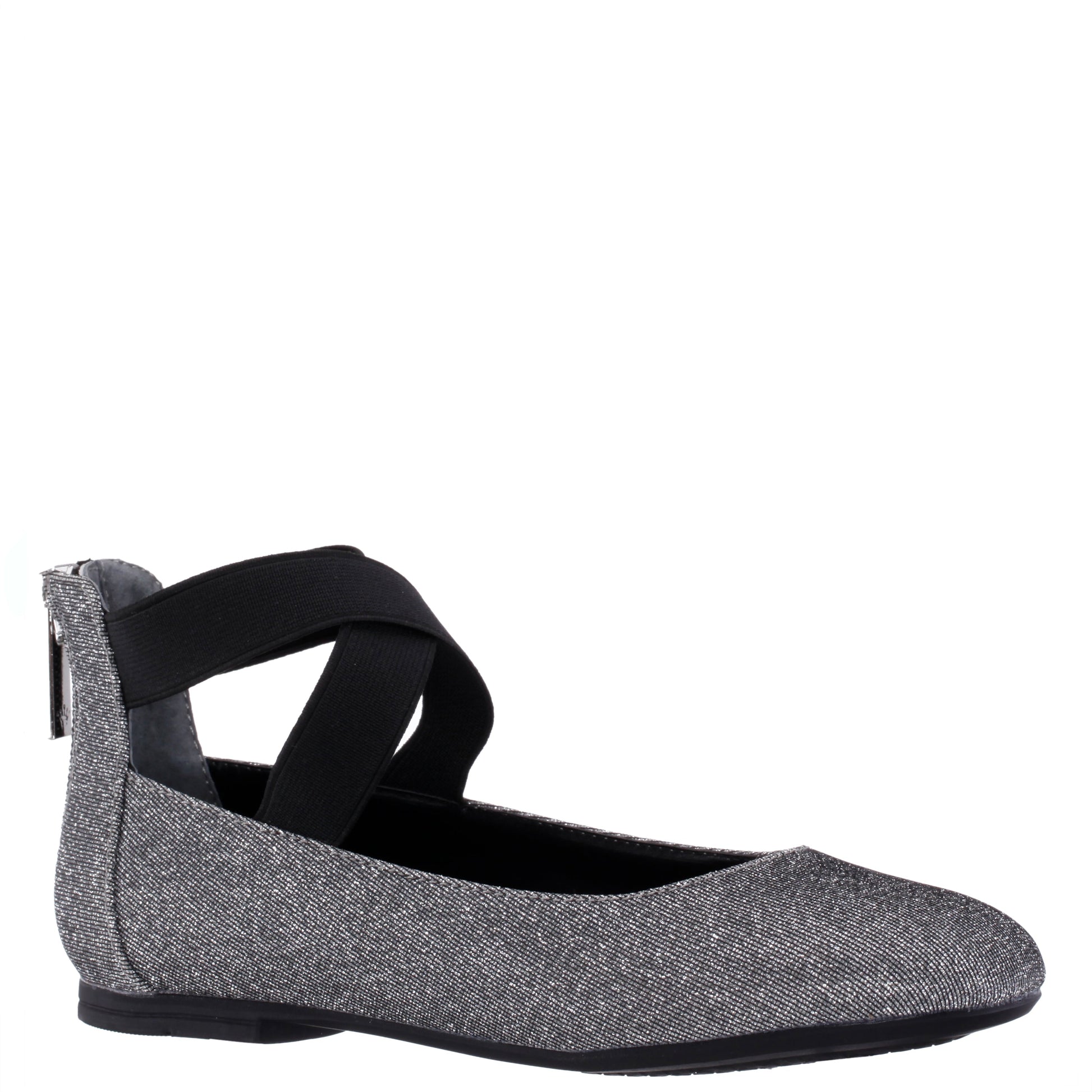 Girls Marissa Black Sparkle zip back ballet flats | Nina Shoes