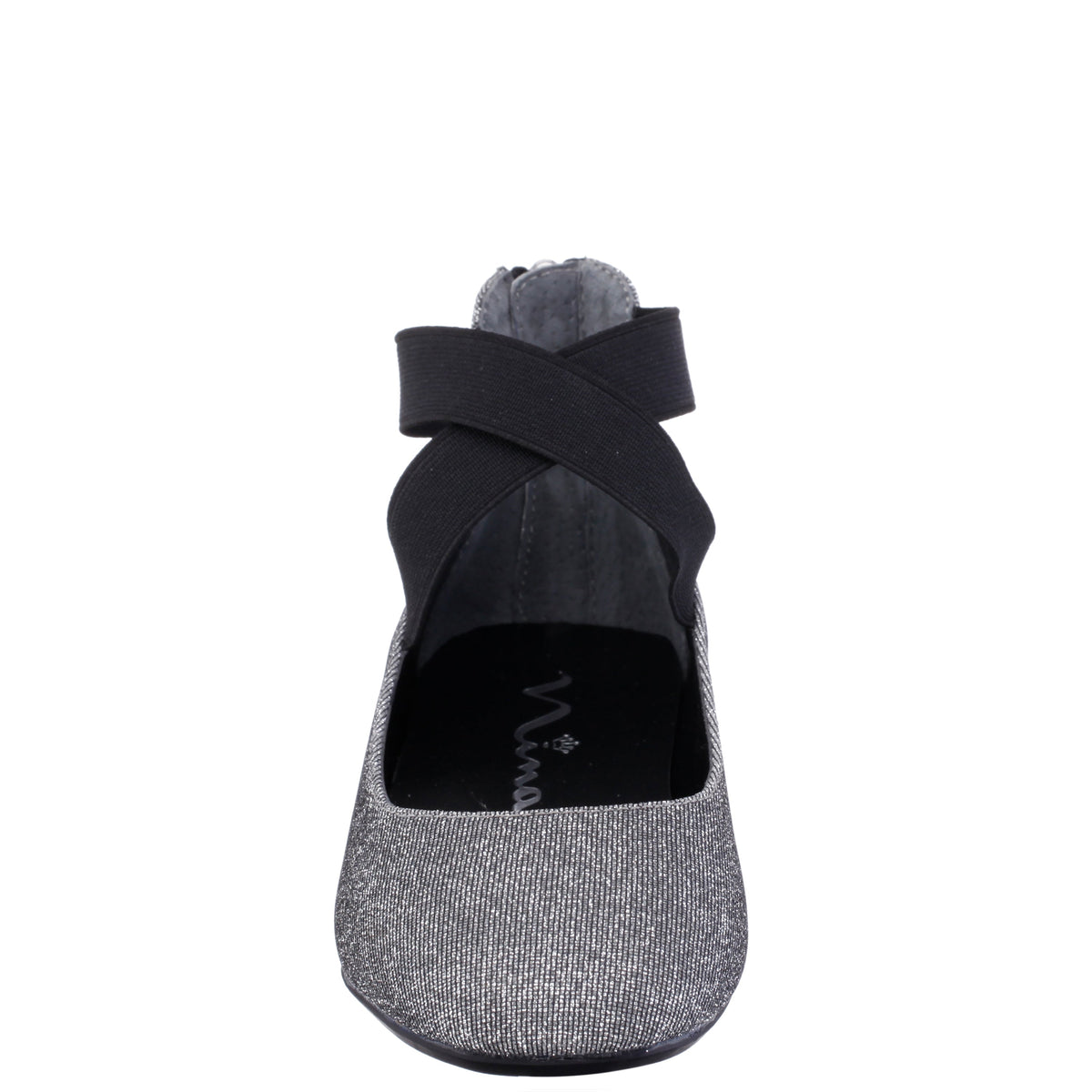 Girls Marissa Black Sparkle zip back ballet flats | Nina Shoes