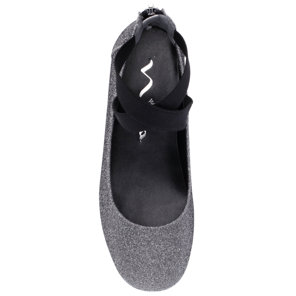 Girls Marissa Black Sparkle zip back ballet flats | Nina Shoes