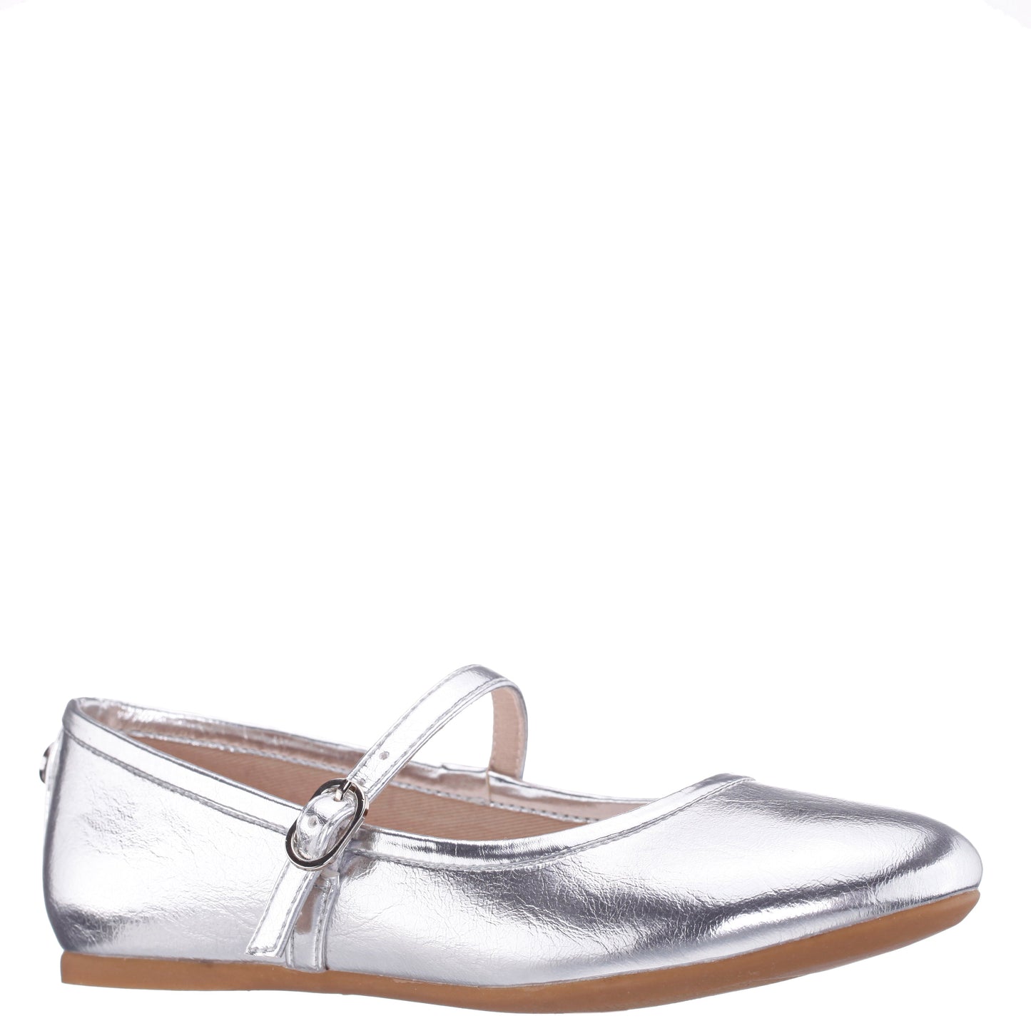Girls Nicola Silver Crackle Metallic Ballet Flats | Nina Shoes